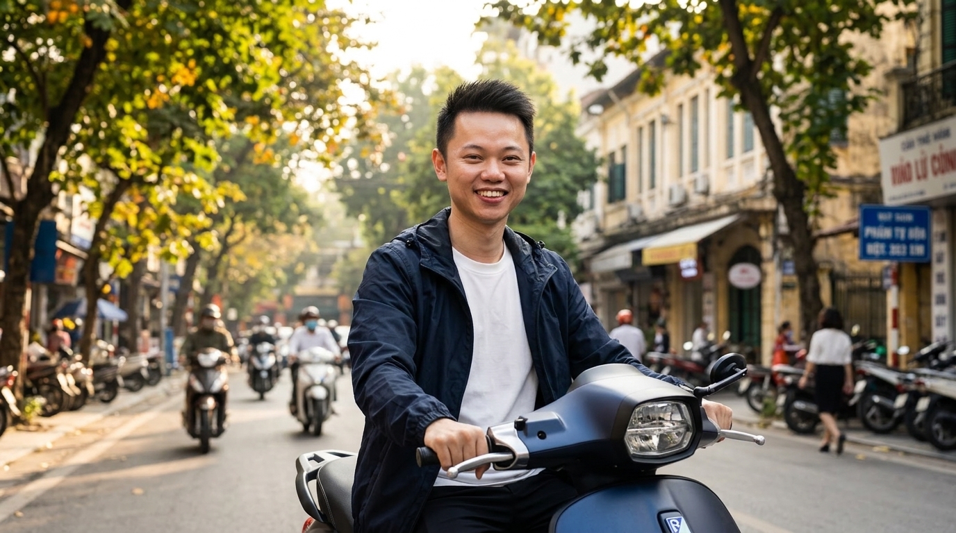 AI Tạo: Đi xe máy phố Hà Nội