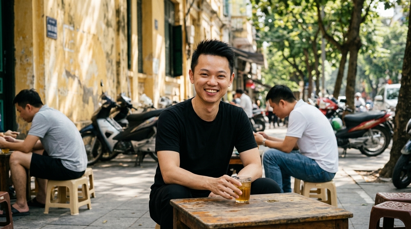 AI Tạo: Uống trà đá vỉa hè